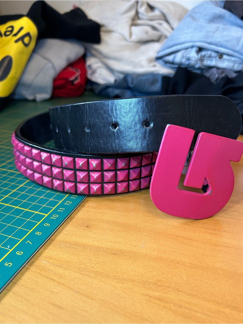 Vintage Burton pink studded leather belt